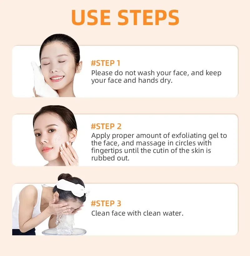 Orange exfoliating gel for face in 50g packaging