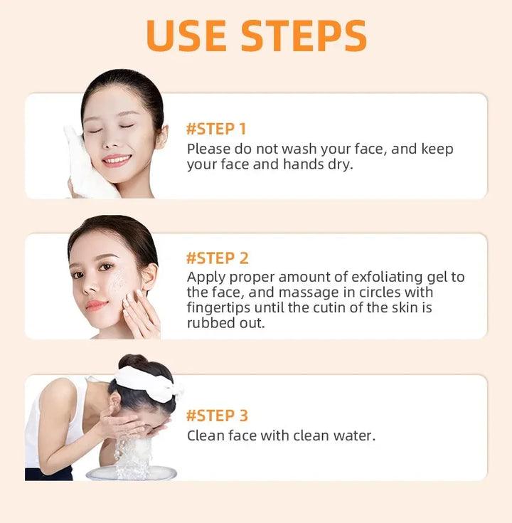 Orange exfoliating gel for face in 50g packaging