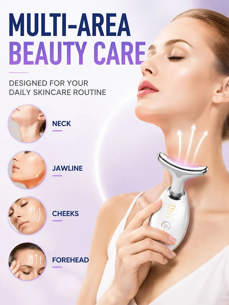 Face & Neck Beauty Device EMS Massager LED Light Care Electric Facial Massage Tool for Home Skin Care Routine