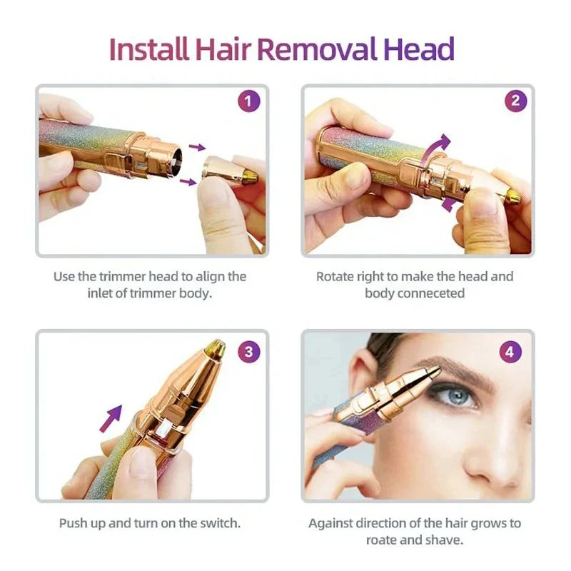 LED Light 2-in-1 Electric Hair Remover for Face – Eyebrow Trimmer & Shaver for Gentle Smoothing