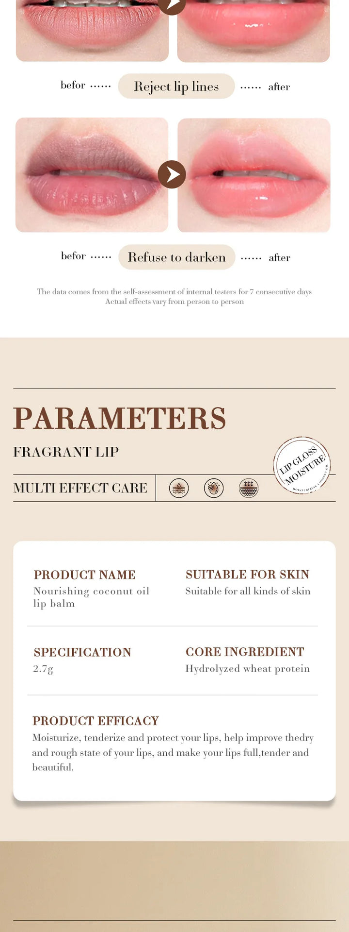Coconut Lip Balm - Lasting Nourishment and Moisture for Men and Women - Daily Care Lip Balm