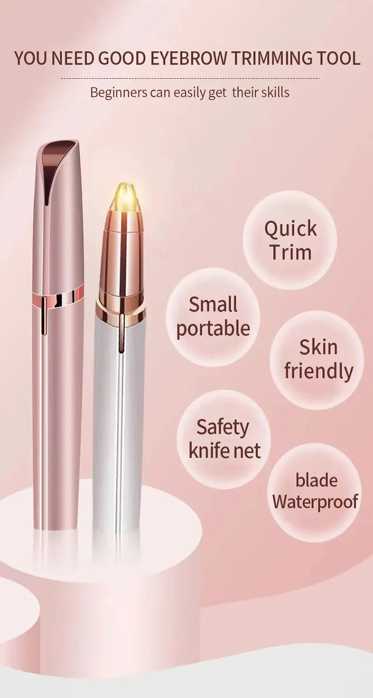 Eyebrow trimmer for women featuring a compact design, quick trim, and skin-friendly safety knife net.
