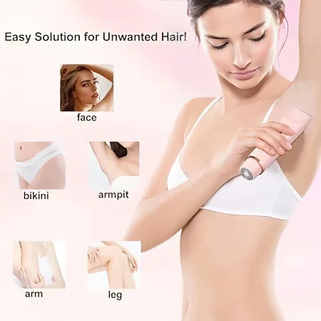 Electric shaver for women showing the two grooming heads