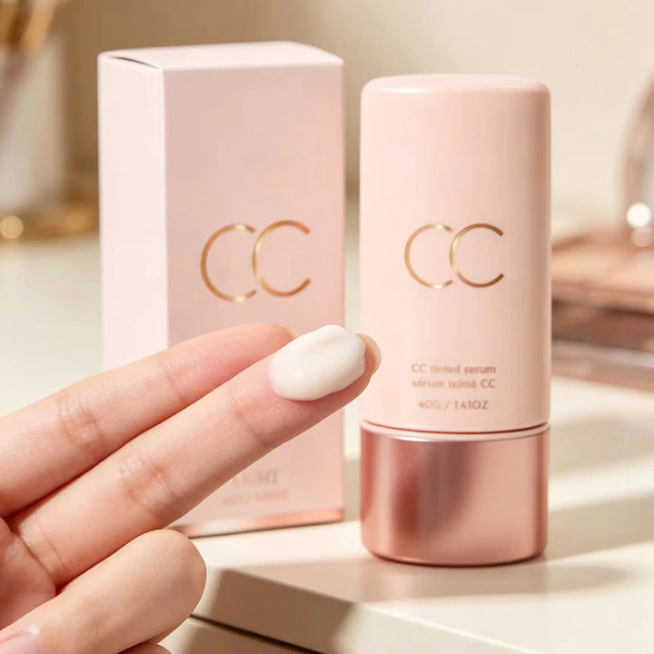 CC Cream Cover Blemishes Redness Glow Face Makeup Matte Natural Finish Lightweight Invisible Color-Correcting Tinted Serum 40g