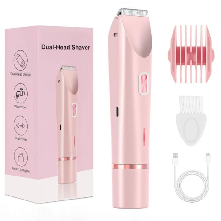 Electric shaver for women with dual-head body and bikini trimmer