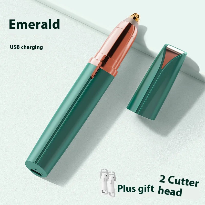 Red battery-operated eyebrow trimmer