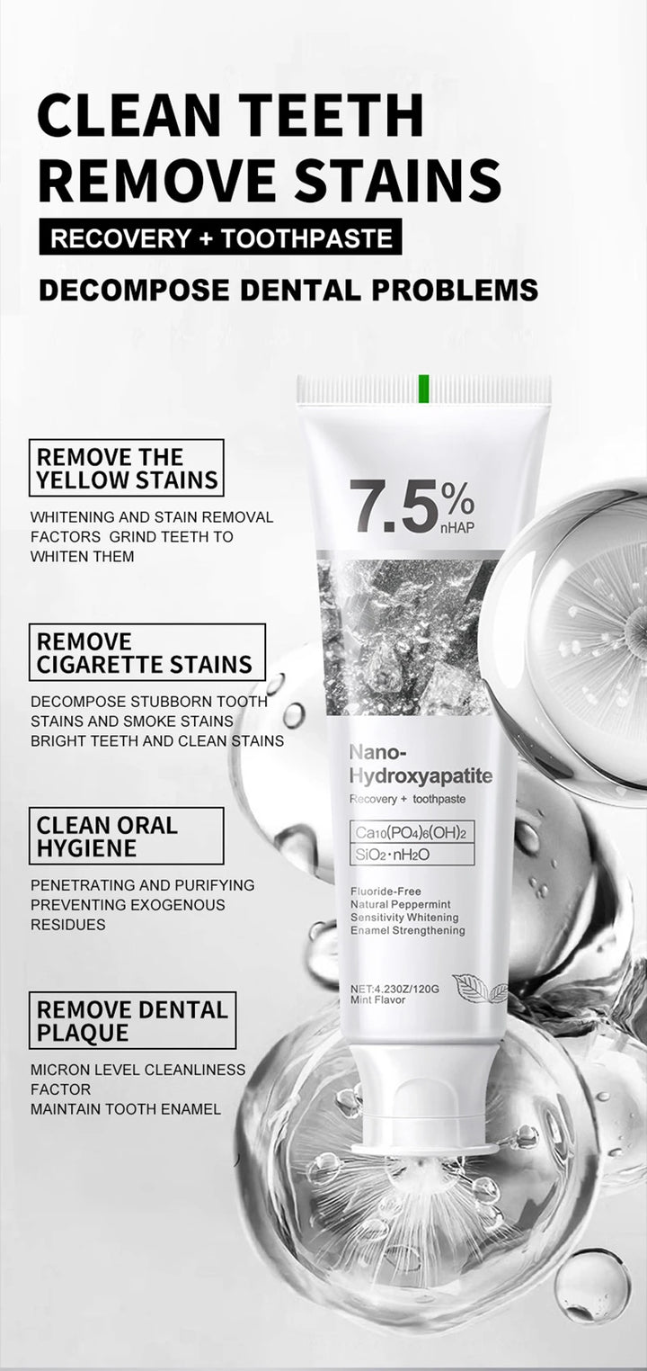 7.5% Hydroxyapatite Probiotic Whitening Toothpaste Enamel Oral Cavity Repair Breath Freshening Teeth Whitener Toothpaste 120g