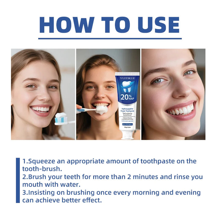 20% Hydroxyapatite Toothpaste for Deep Cleaning And Whitening Freshens Breath Gum Health Dental Plaque Removal