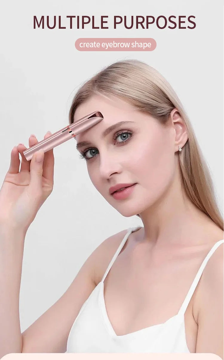Woman using an eyebrow trimmer for women to create eyebrow shape and remove facial hair.