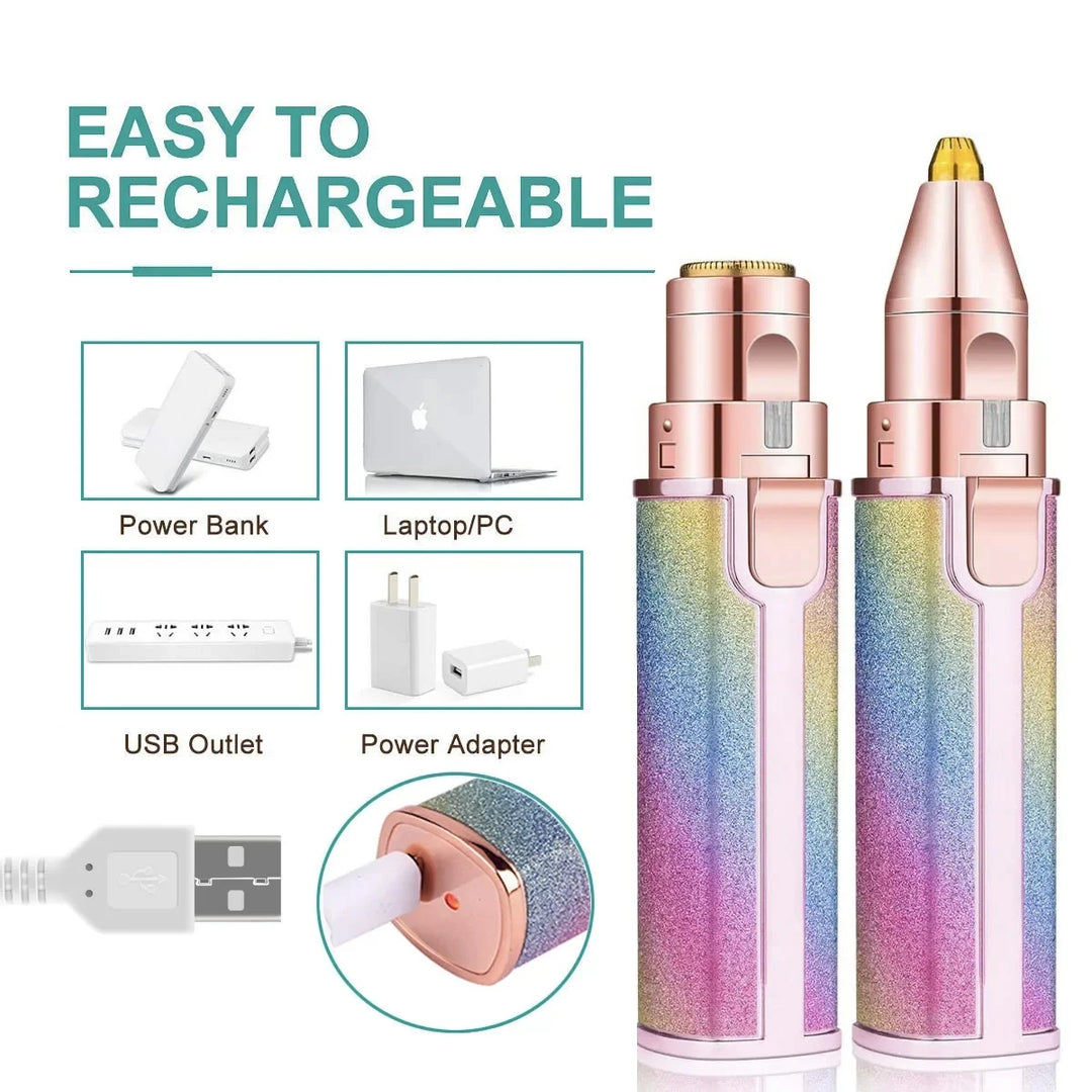 LED Light 2-in-1 Electric Hair Remover for Face – Eyebrow Trimmer & Shaver for Gentle Smoothing
