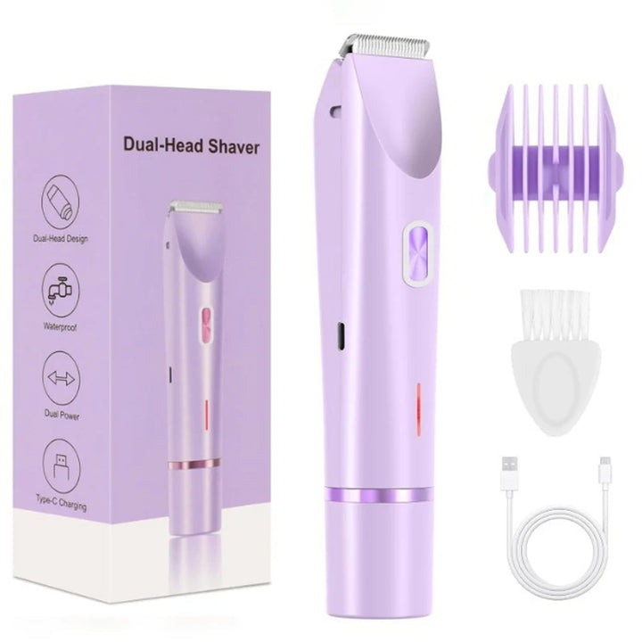 Electric shaver for women with dual-head body and bikini trimmer