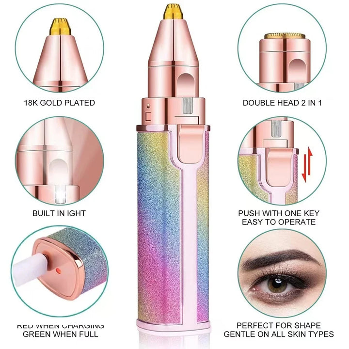 LED Light 2-in-1 Electric Hair Remover for Face – Eyebrow Trimmer & Shaver for Gentle Smoothing