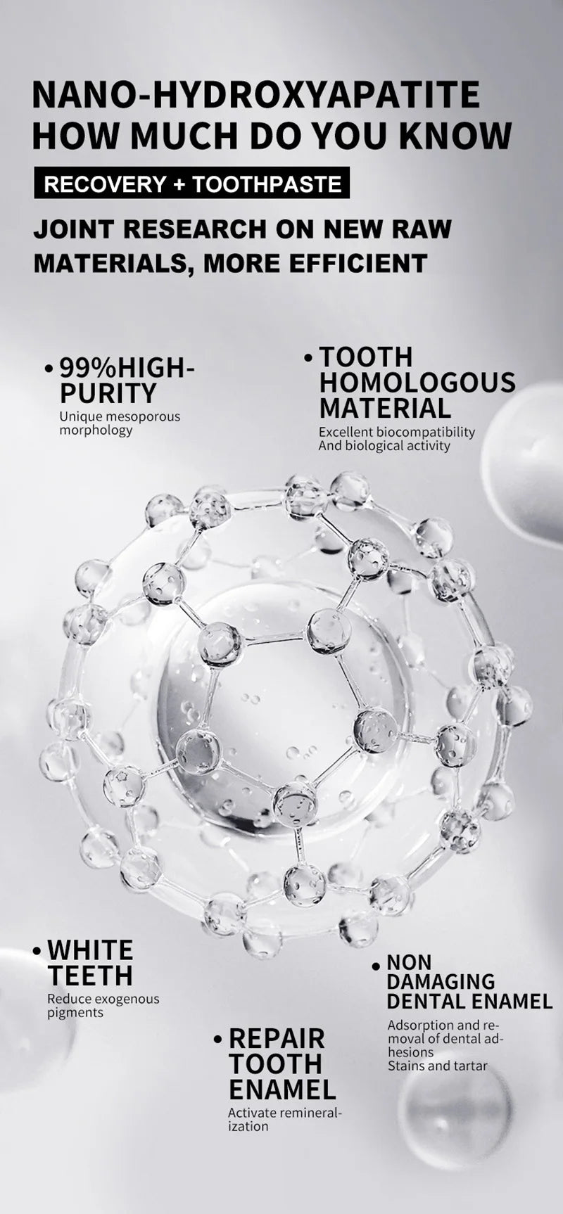 7.5% Hydroxyapatite Probiotic Whitening Toothpaste Enamel Oral Cavity Repair Breath Freshening Teeth Whitener Toothpaste 120g