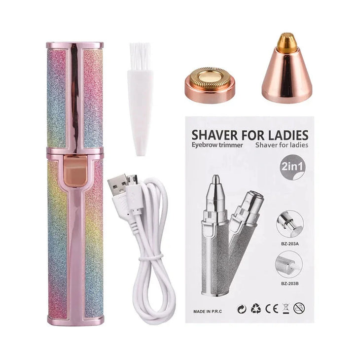 LED Light 2-in-1 Electric Hair Remover for Face – Eyebrow Trimmer & Shaver for Gentle Smoothing