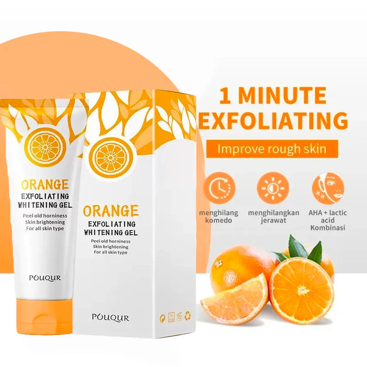 Orange exfoliating gel for face in 50g packaging