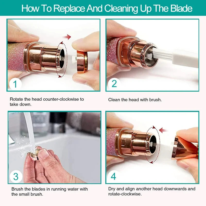 LED Light 2-in-1 Electric Hair Remover for Face – Eyebrow Trimmer & Shaver for Gentle Smoothing