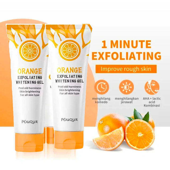 Orange exfoliating gel for face in 50g packaging
