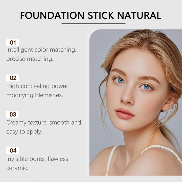 Color Changing Foundation Stick with Makeup Brushes 2 in 1 Lasting Waterproof Matte Finish Lightweight High Coverage Makeup Base