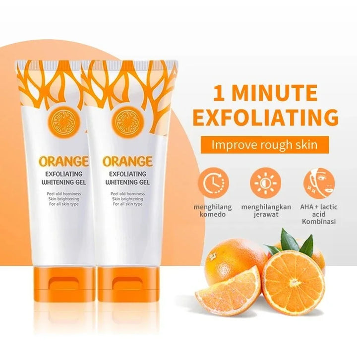 Orange exfoliating gel for face in 50g packaging