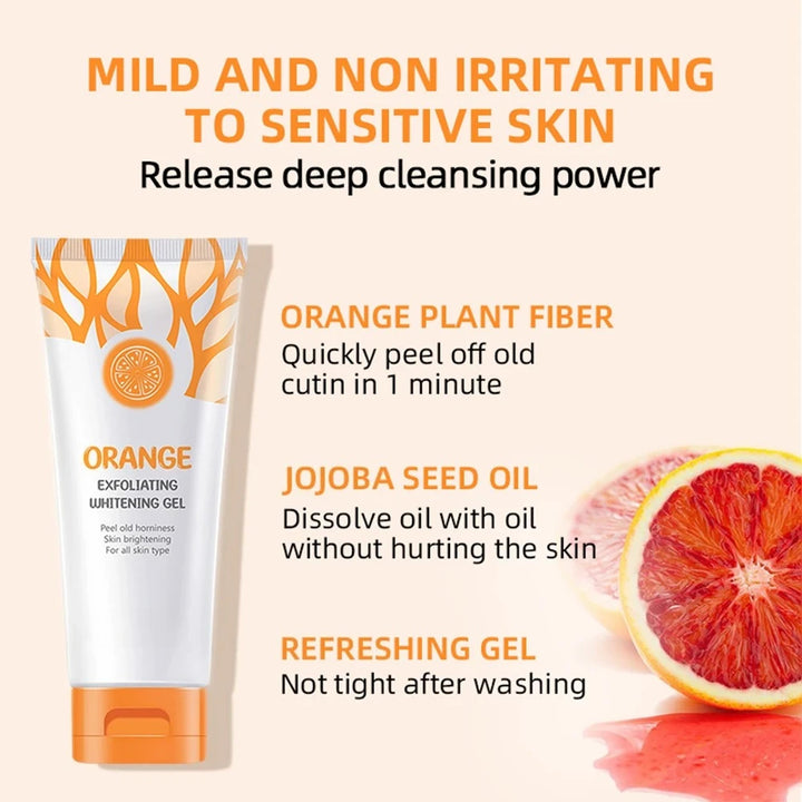 Orange exfoliating gel for face in 50g packaging