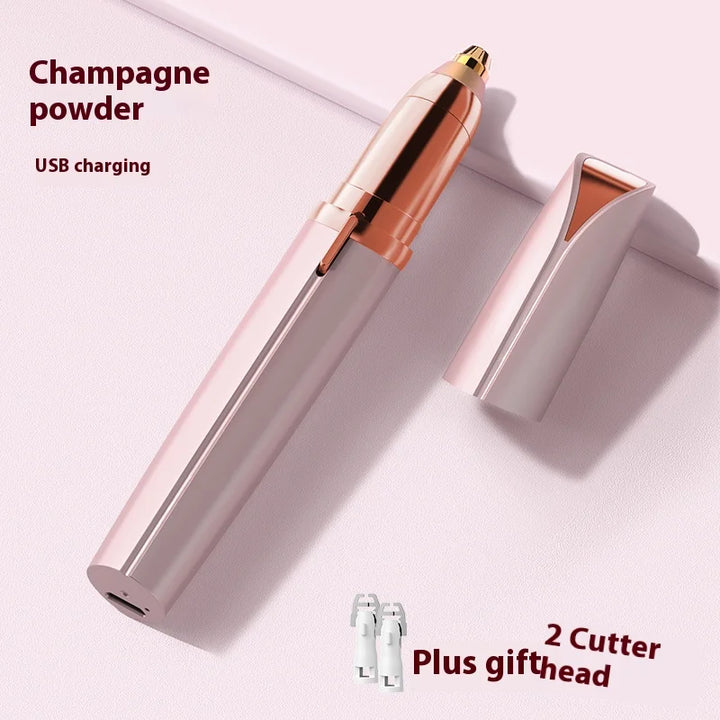 Red battery-operated eyebrow trimmer