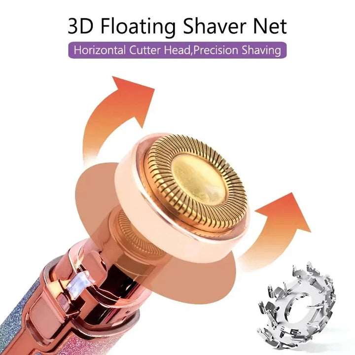 LED Light 2-in-1 Electric Hair Remover for Face – Eyebrow Trimmer & Shaver for Gentle Smoothing