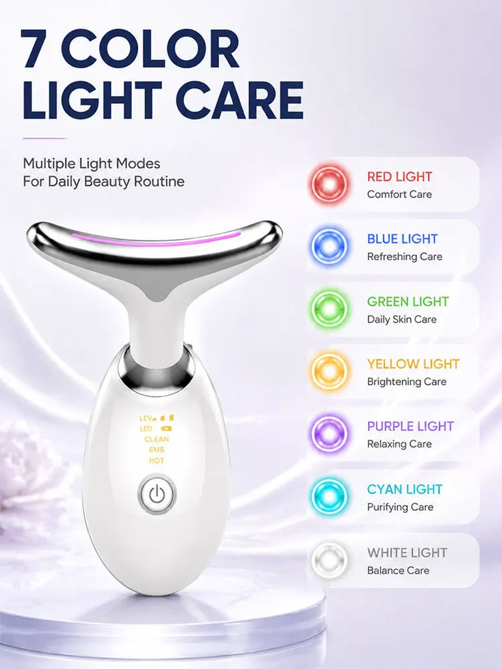 Face & Neck Beauty Device EMS Massager LED Light Care Electric Facial Massage Tool for Home Skin Care Routine