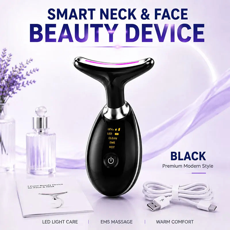 Face & Neck Beauty Device EMS Massager LED Light Care Electric Facial Massage Tool for Home Skin Care Routine