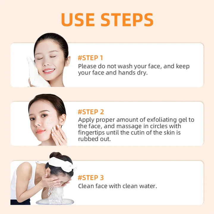 Orange exfoliating gel for face in 50g packaging