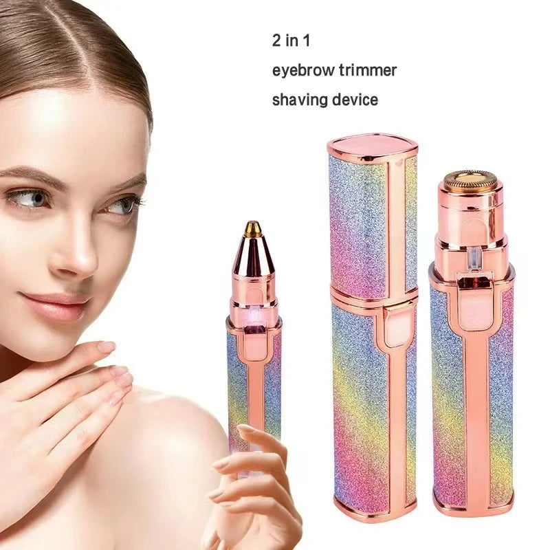 LED Light 2-in-1 Electric Hair Remover for Face – Eyebrow Trimmer & Shaver for Gentle Smoothing