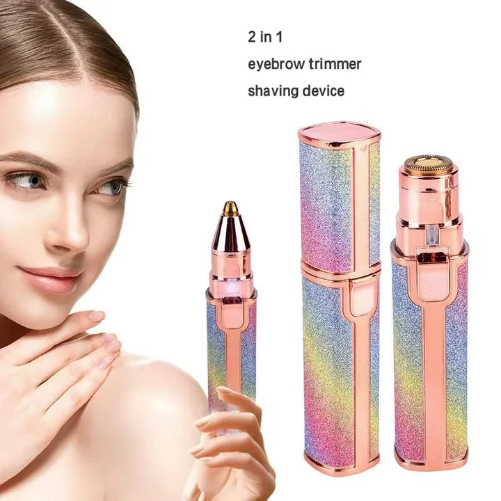 LED Light 2-in-1 Electric Hair Remover for Face – Eyebrow Trimmer & Shaver for Gentle Smoothing