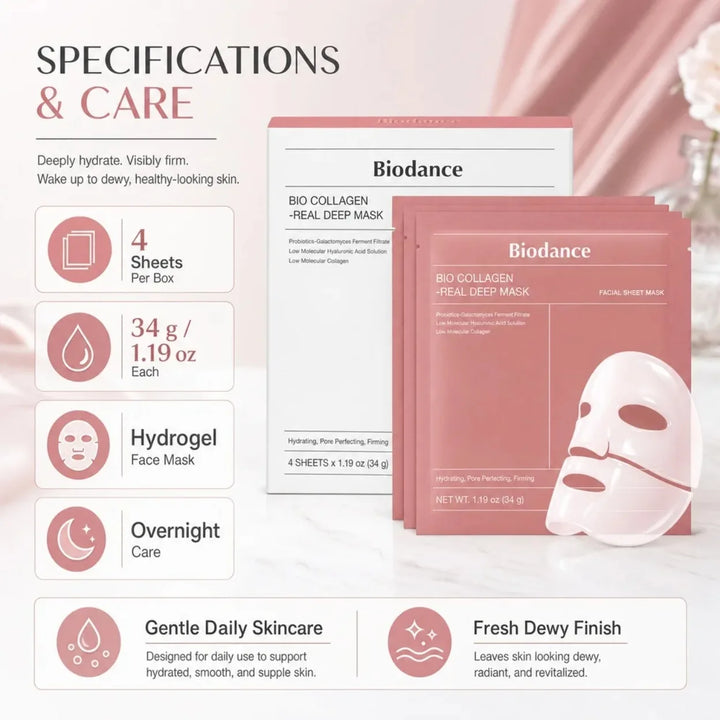 Korean BIO-COLLAGEN Real Deep Mask Overnight Hydrogel,Facial Pore Care Tightening Deep Hydrating Masks Skin Care Gifts for Women