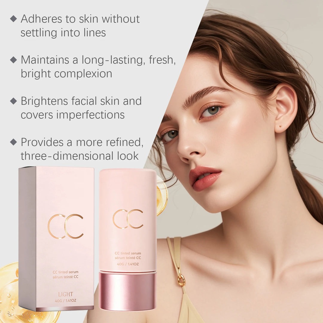 CC Cream Cover Blemishes Redness Glow Face Makeup Matte Natural Finish Lightweight Invisible Color-Correcting Tinted Serum 40g