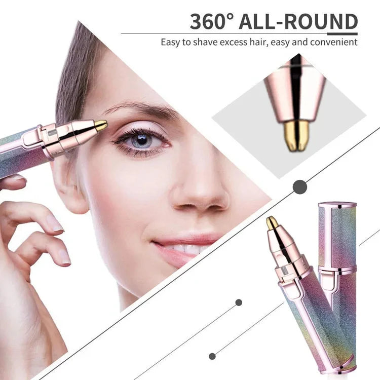 LED Light 2-in-1 Electric Hair Remover for Face – Eyebrow Trimmer & Shaver for Gentle Smoothing