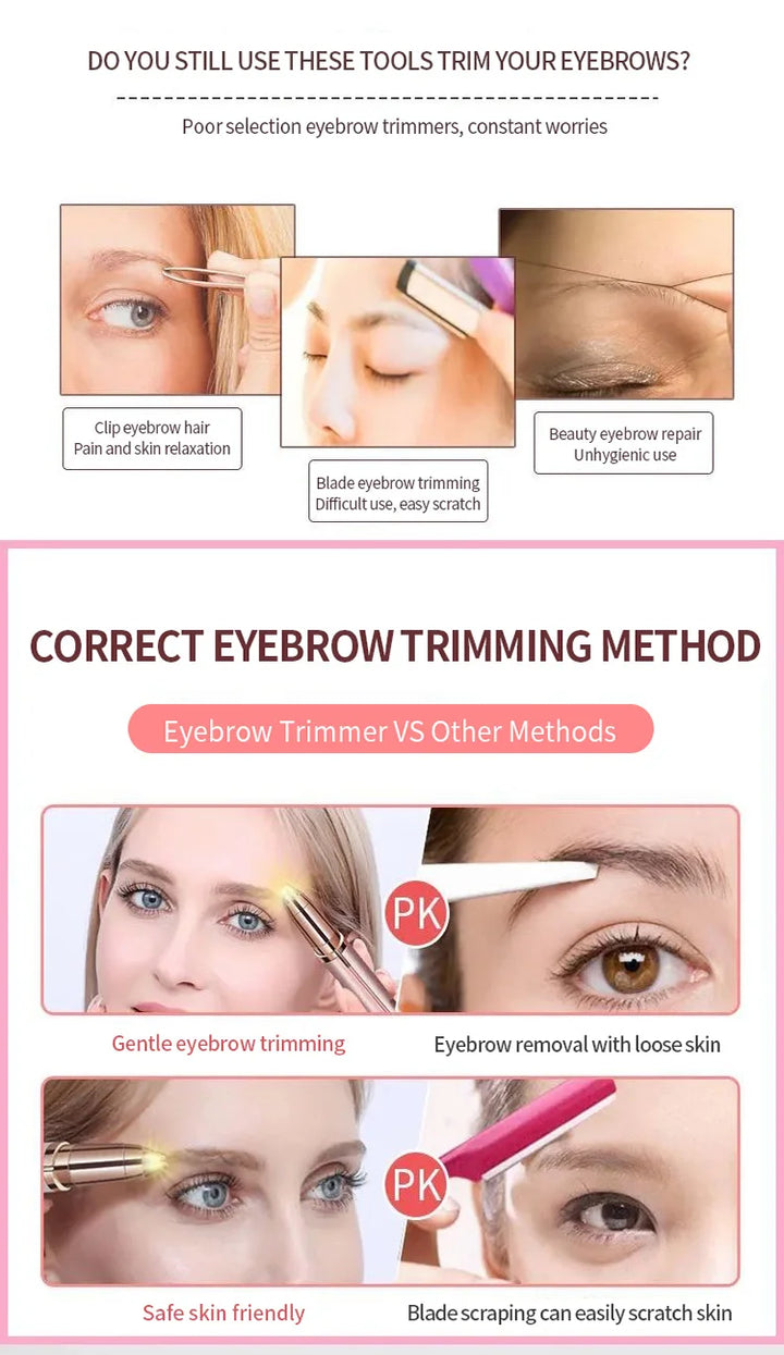 Eyebrow Trimmer for Women – Battery-Operated Facial Hair Remover