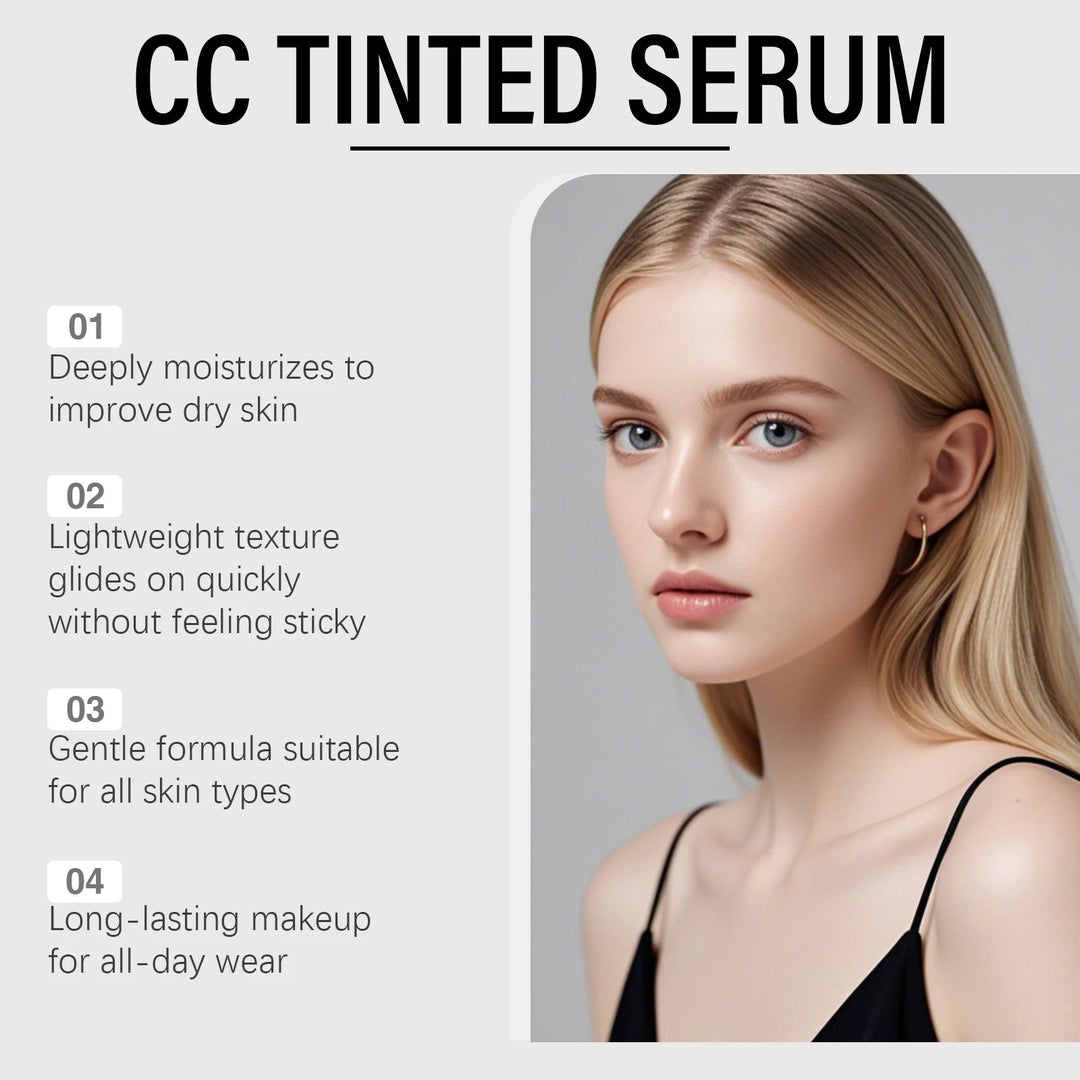 CC Cream Cover Blemishes Redness Glow Face Makeup Matte Natural Finish Lightweight Invisible Color-Correcting Tinted Serum 40g