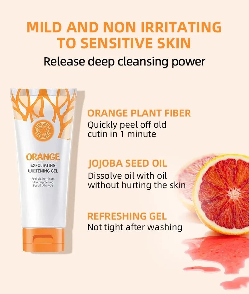 Orange exfoliating gel for face in 50g packaging